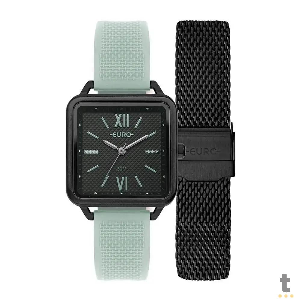 Relógio de Pulso Euro Candy Colors Preto C/ 2 Pulseiras Preta / Azul - EU2036YRC/T4P Truedata